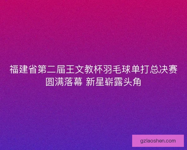 福建省第二届王文教杯羽毛球单打总决赛圆满落幕 新星崭露头角